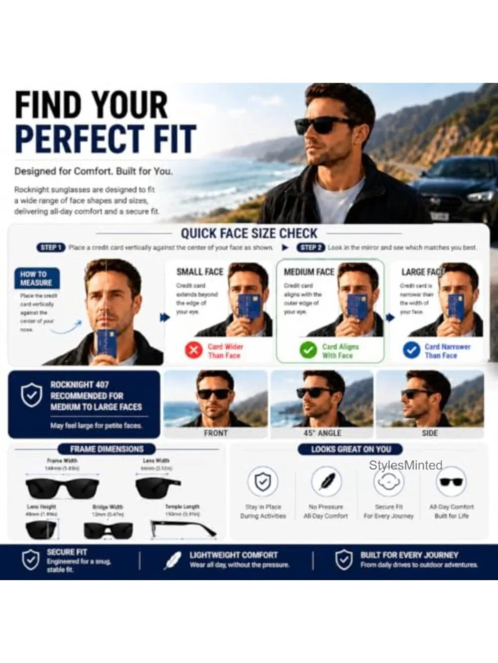 ROCKNIGHT Polarized Square Sunglasses UV400 Aluminum Magnesium Frame